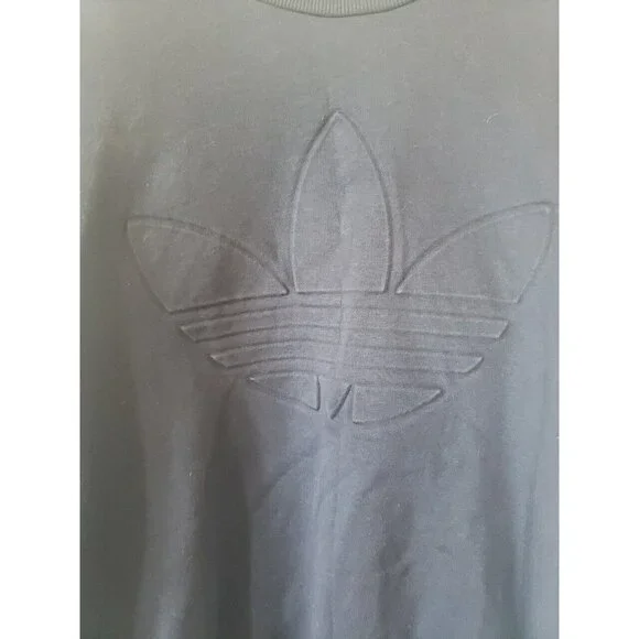 Adidas Sweatshirt Pullover Blue Mens XL Trefoil Velvet Stripes Cotton athleisure - Picture 2 of 13